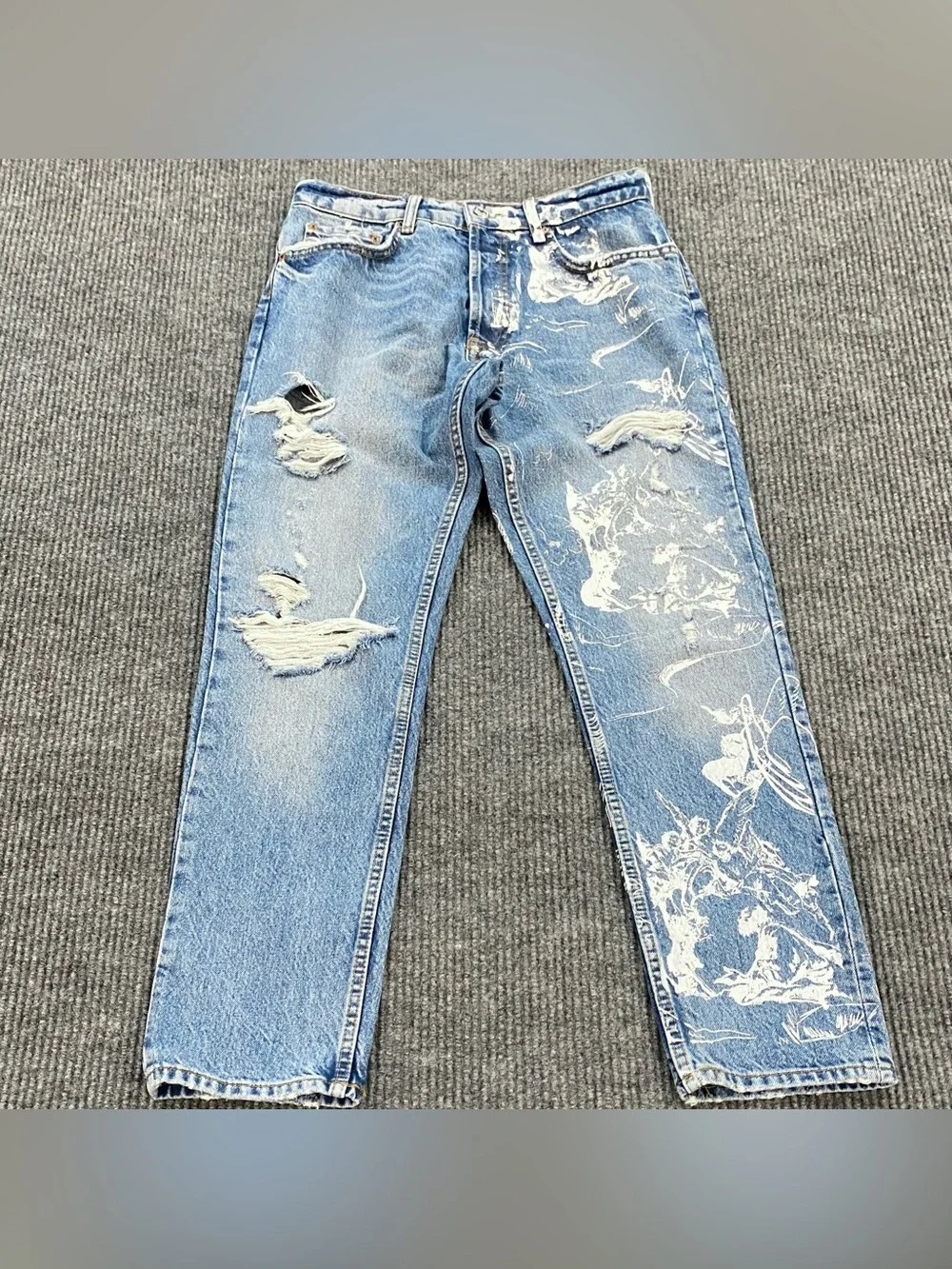 Zara Men's Renaissance Printed Distressed Jeans Size 29